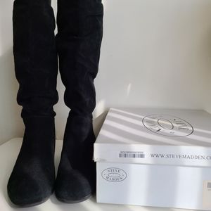 Black suede long boots